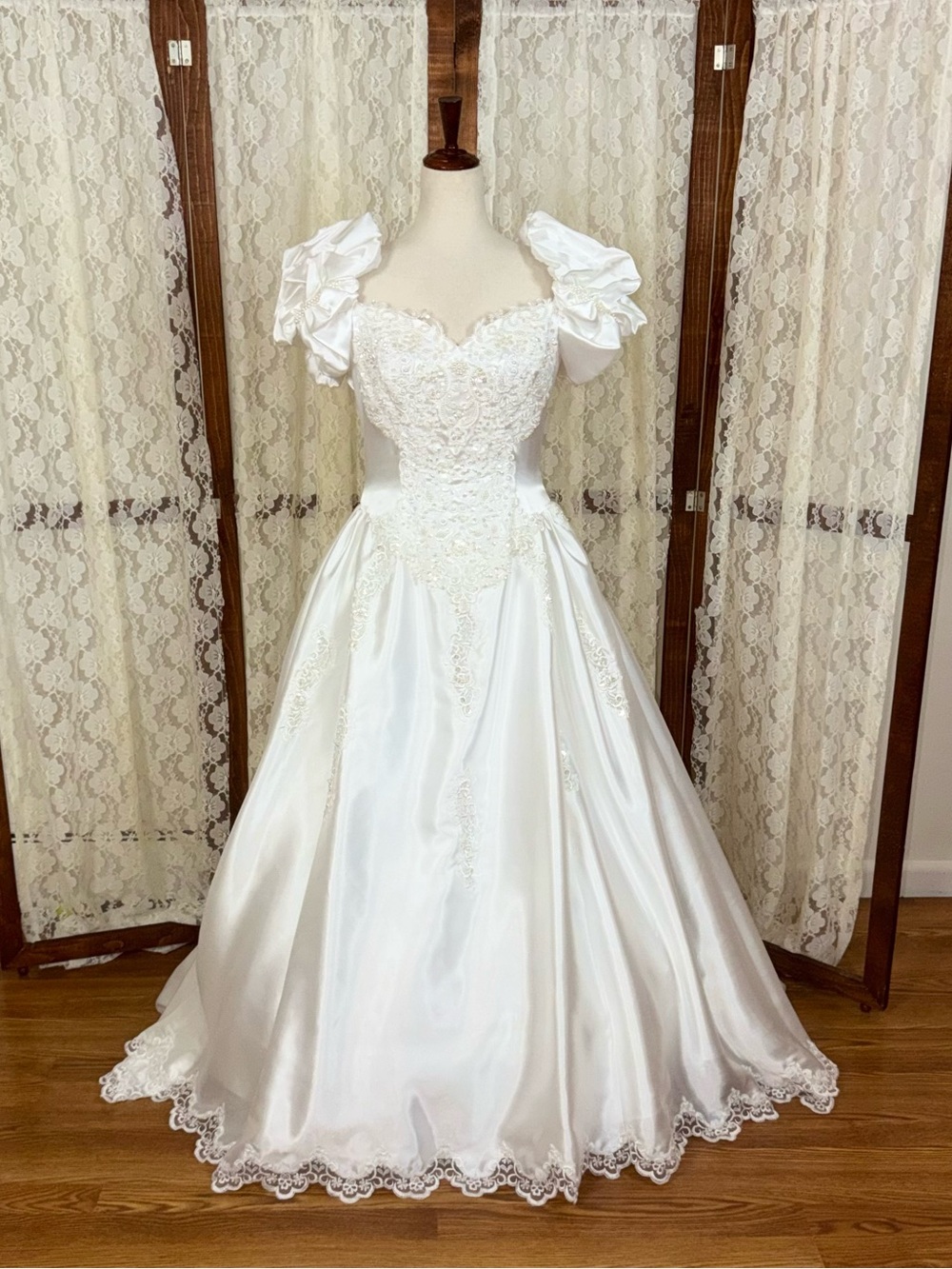Stunning Vintage 90s Alfred Angelo White Satin Wedding Gown